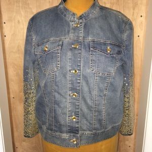 CHICO’s jewel and sequin jean jacket/sz 2